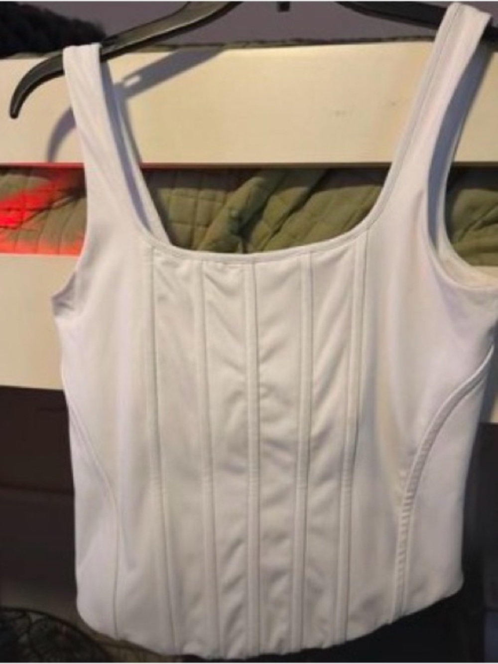 Express White Cropped Tank Top with Panel Stitching
